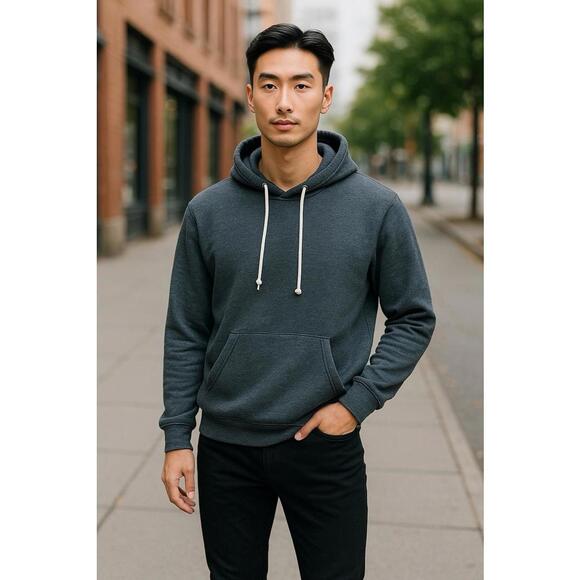 Alternative by Hanes Basic Pullover Drawstring Hoodie Unisex Eco Black New - Picture 1 of 6